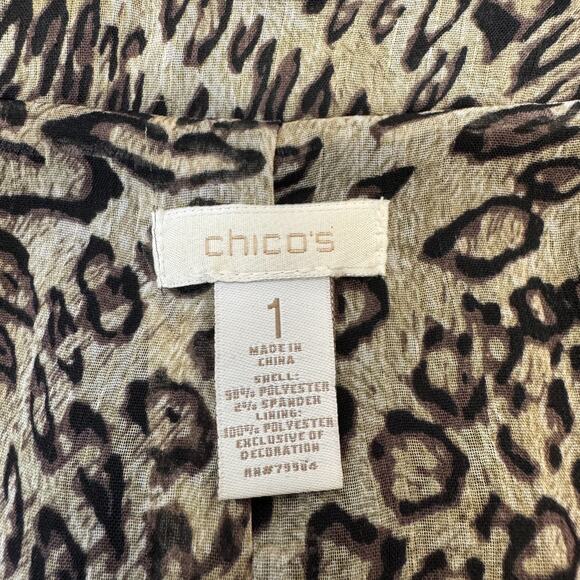 Womens Chicos Open Front Jacket Size 1 Animal Print Textured Distressed Abstract - Picture 6 of 7